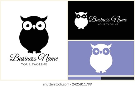silhouette owl bird logo template
