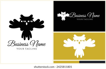 Silhouette Eule Vogel Logo Vorlage