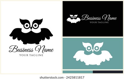 silhouette owl bird logo template