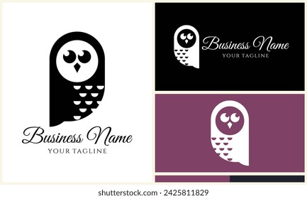 silhouette owl bird logo template