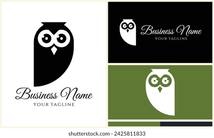 silhouette owl bird logo template