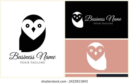 silhouette owl bird logo template