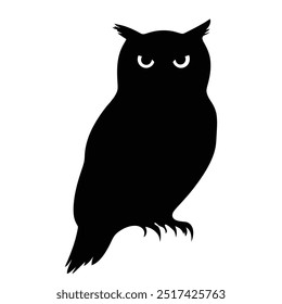 A silhouette of an owl with distinct features, emphasizing its mysterious presence.