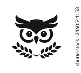 Silhouette of owl face logo icon symbol mascot vector illustration