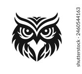 Silhouette of owl face logo icon symbol mascot vector illustration