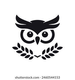 Silhouette of owl face logo icon symbol mascot vector illustration