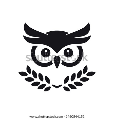 Silhouette of owl face logo icon symbol mascot vector illustration