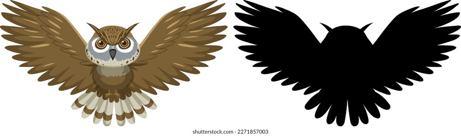 Silhouette of owl flying illustration