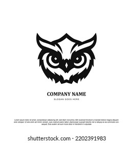 Silhouette owl head logo design vector