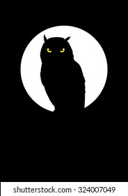 Silhouette of an owl on full moon