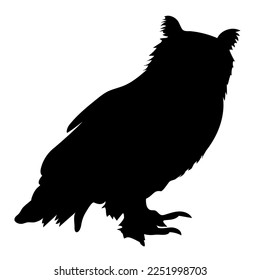 Silhouette of an owl on a white background. Owl silhouette icon vector.