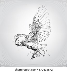 Silhouette of the owl in the ornament
