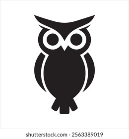 silhouette of an owl. simple black color vector illustrations eps 10 on a white background.