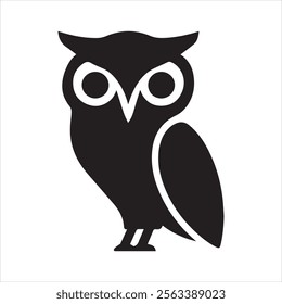 silhouette of an owl. simple black color vector illustrations eps 10 on a white background.