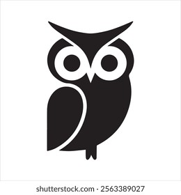 silhouette of an owl. simple black color vector illustrations eps 10 on a white background.