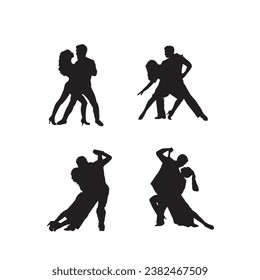 silhouette pack of dancer silhouettes, couple dance, couple silhouette, Women dancing silhouettes set