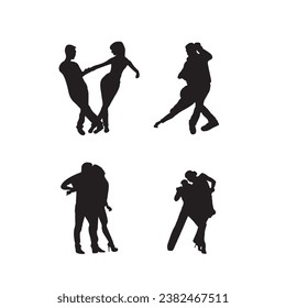 silhouette pack of dancer silhouettes, couple dance, couple silhouette, Women dancing silhouettes set