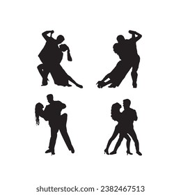 silhouette pack of dancer silhouettes, couple dance, couple silhouette, Women dancing silhouettes set