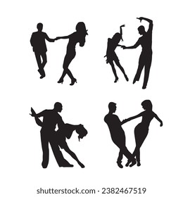 silhouette pack of dancer silhouettes, couple dance, couple silhouette, Women dancing silhouettes set