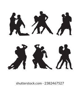 silhouette pack of dancer silhouettes, couple dance, couple silhouette, Women dancing silhouettes set