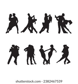 silhouette pack of dancer silhouettes, couple dance, couple silhouette, Women dancing silhouettes set