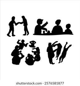 silhouette pack illustration of people who are together, communicating, gathering, having fun, black, simple, good for your visual elements, vector format