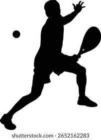 Silhouette of Padel Tennis Player. Vector Illustration.