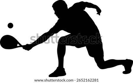 Silhouette of Padel Tennis Player. Vector Illustration.