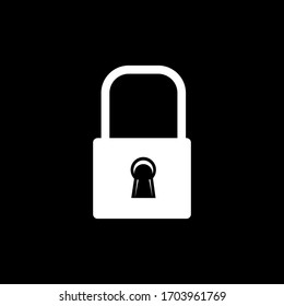 Silhouette padlock for business design element on black background