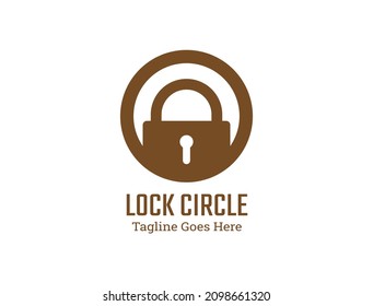 Silhouette of padlock in circle for security logo