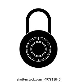 silhouette padlock with circular body and shackle