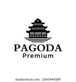 silhouette of pagoda simple modern logo design