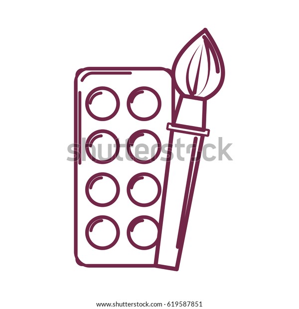 Silhouette Paint Palette Brush Art Tool Stock Vector Royalty Free