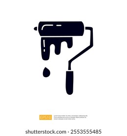 A silhouette of a paint roller dripping with paint, symbolizing the process of painting and renovation.