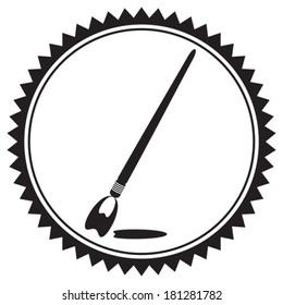 Silhouette paintbrush in black and white vector
