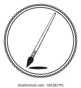 Silhouette paintbrush in black and white vector