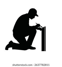 Silhouette of Painter Detailing Baseboard Trim - Precision Work