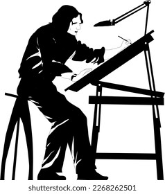 silueta de un pintor con dibujo
