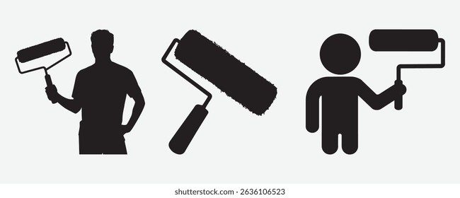 Silhouette of a painter with paint roller