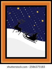 SILHOUETTE PAINTING OF SANTA illustration