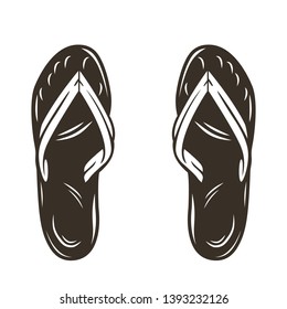 Silhouette of a pair of beach slippers