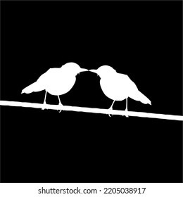 Silhouette of the Pair Bird Perched on the Electrical Wire Base on my Photography. Vector Illustration