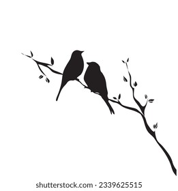 silhouette of a pair of birds on a branch