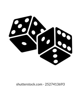 Silhouette of a Pair of black dice falling showing random numbers vector illustration