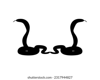 Silhouette of the Pair of the Cobra Snake for Logo, Pictogram, Website or Graphic Design Element. Vector Illustration 