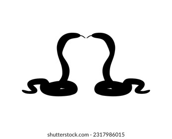 Silhouette of the Pair of the Cobra Snake for Logo, Pictogram, Website or Graphic Design Element. Vector Illustration 