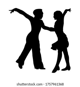 Silhouette de un par de bailarinas, un tango bailador