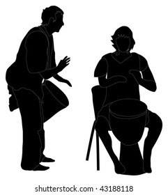 Silhouette of a pair of drummers