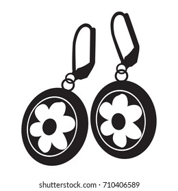 Silhouette of a pair of earrings, Vector illustration