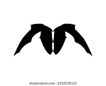 Silhouette of the Pair of Flying Fox or Bat for Art Illustration, Icon, Symbol, Pictogram, Logo, Website, or Graphic Design Element. Vector Illustration